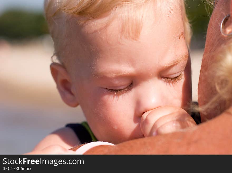 Young boy sleeping face