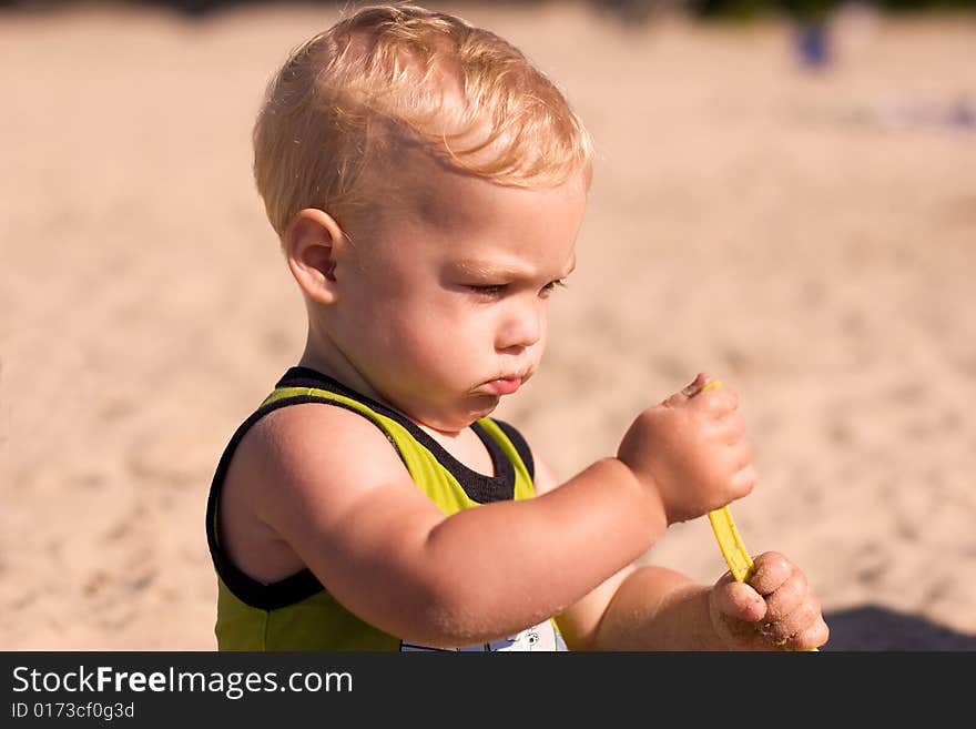 Young infant at the beach