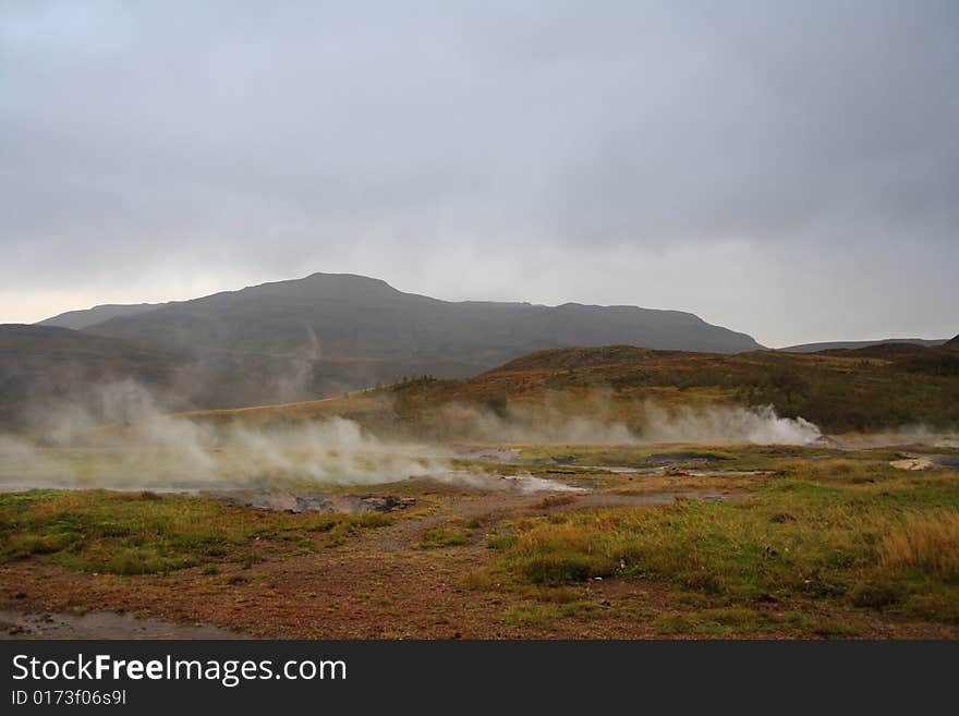 Valley of geysers in Iceland