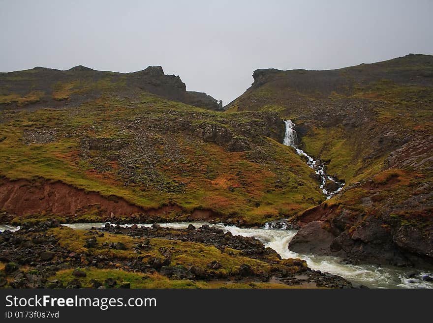 Cascade of small waterfalls