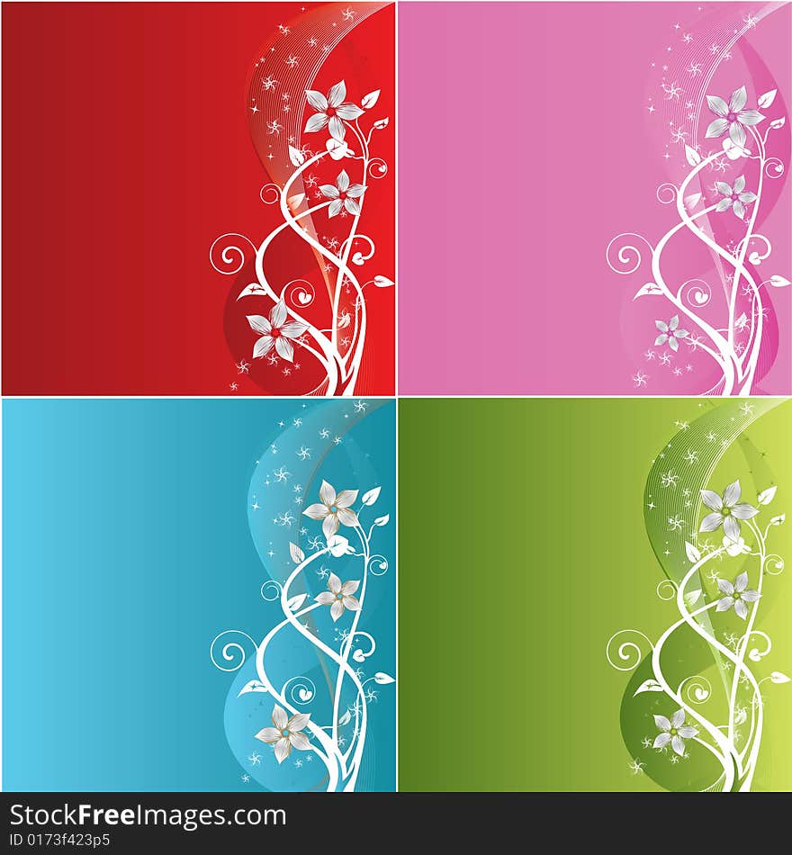 Flowers Design background set (4 colors)