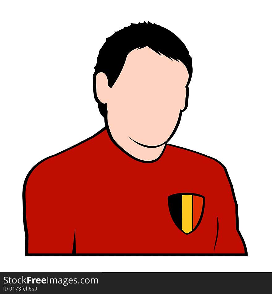 Illustration for belgian football or soccer player. Illustration for belgian football or soccer player