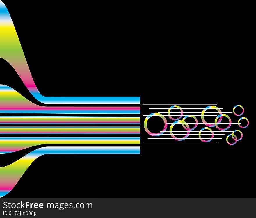 Colorful Rings Become Projectiles in an Abstract Illustration. Colorful Rings Become Projectiles in an Abstract Illustration.