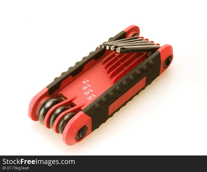 Handy folding red and black torx set