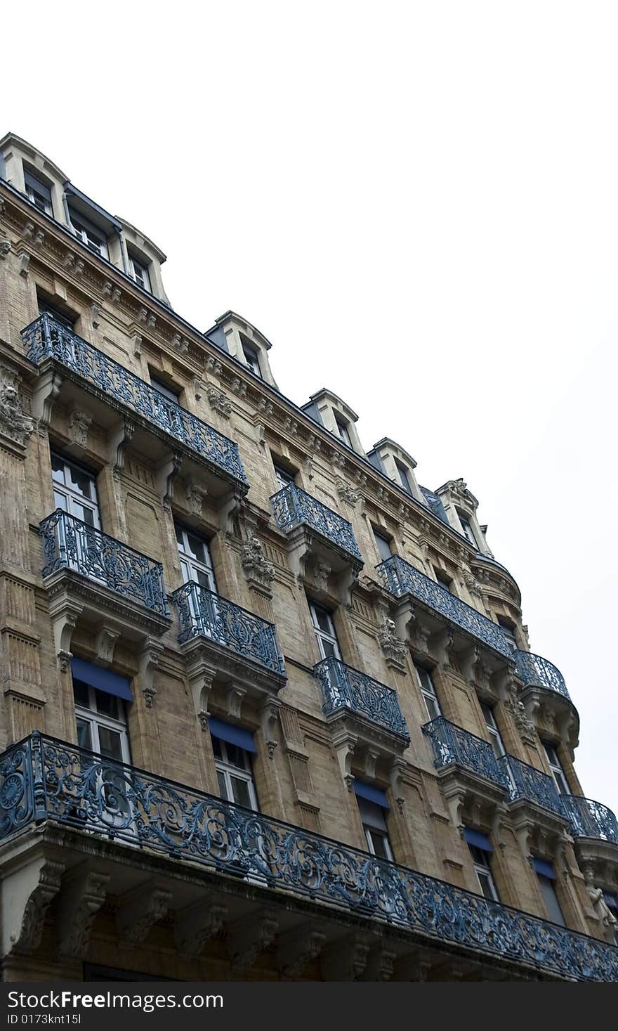 Perspective wide angle view of typical French architecture.