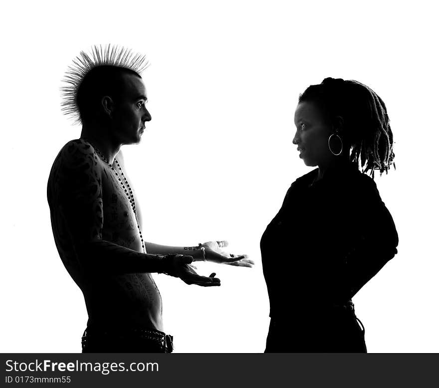 Man with Mohawk and Woman wearing Dreadlocks. Man with Mohawk and Woman wearing Dreadlocks