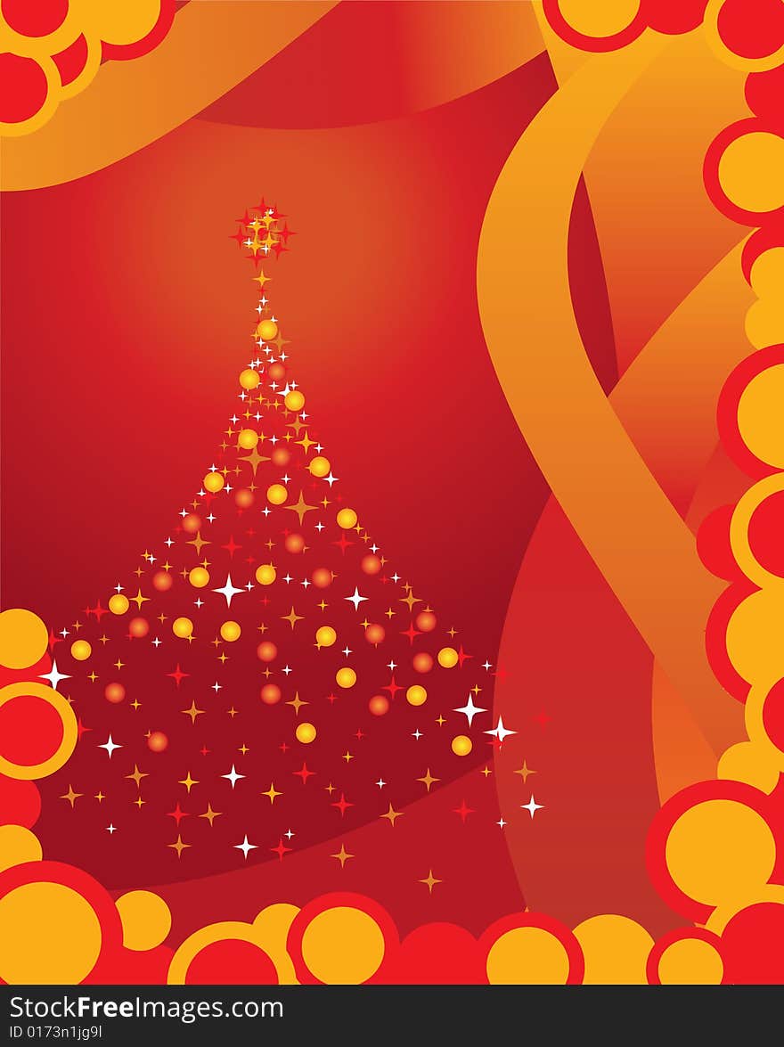 The vector illustration contains the image of christmas red pine