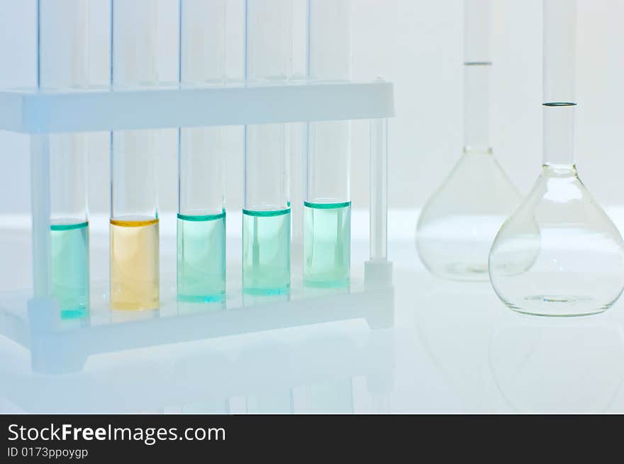 Technology and scientific research test-tubes and flasks. Technology and scientific research test-tubes and flasks