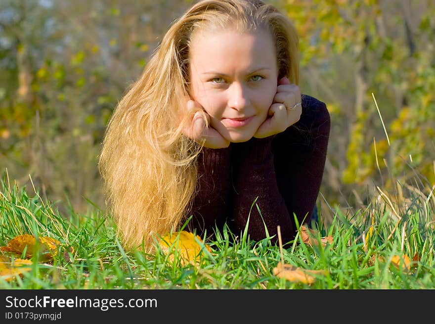 Portrait of beautiful girl in autumn. Portrait of beautiful girl in autumn