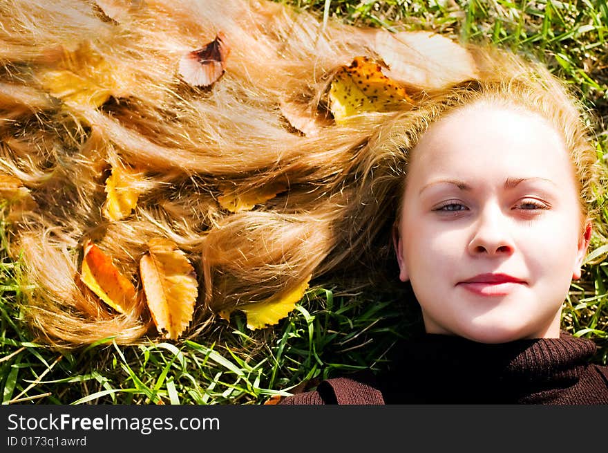 Portrait of beautiful girl in autumn. Portrait of beautiful girl in autumn