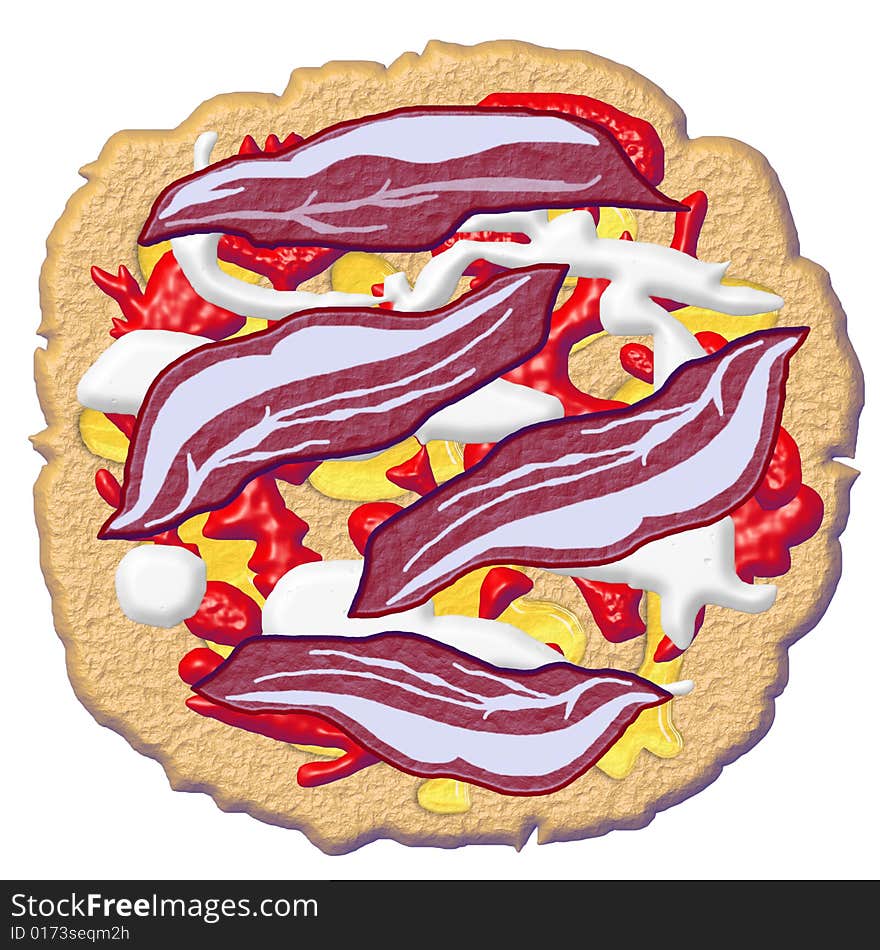 Rough Bitmap big pizza with Ham slices