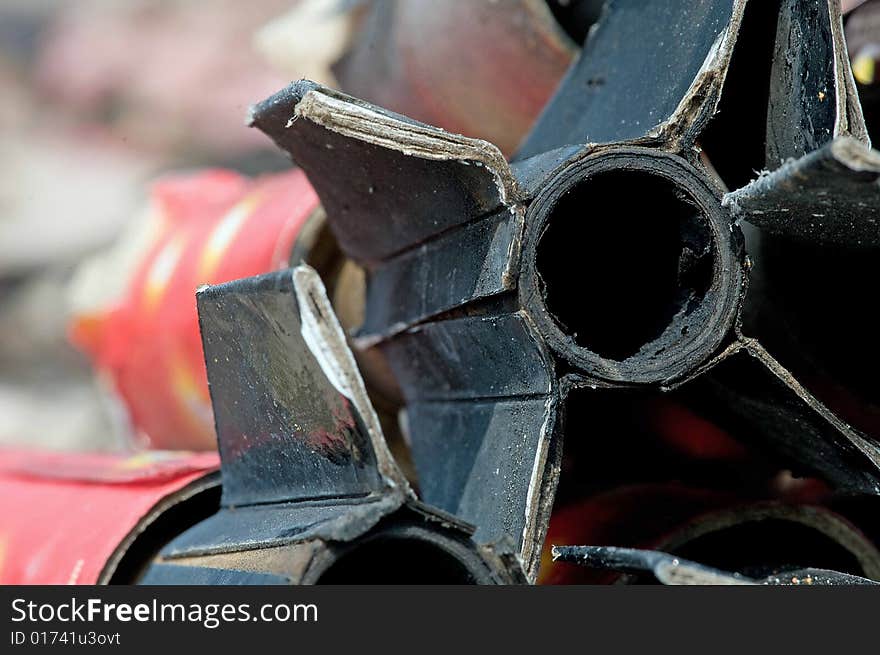 Burnt out casing from Fourth of July rocket. Burnt out casing from Fourth of July rocket