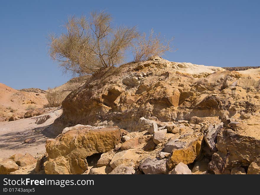 The Arava desert different colored sand in the Big Crater Israel