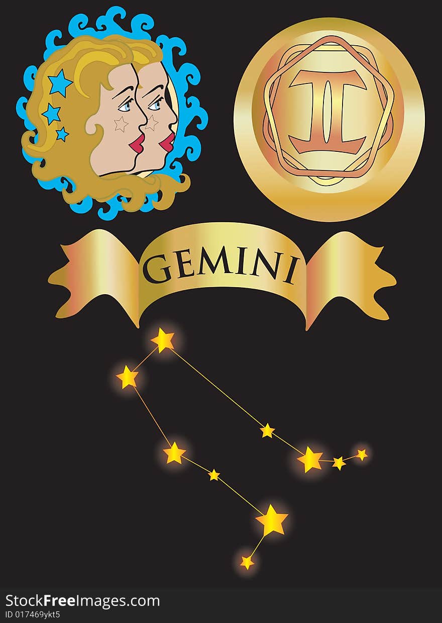 Vector illustration for zodiac sign Gemini