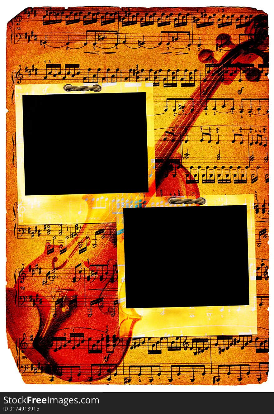 Vintage musical pages (old polaroid)