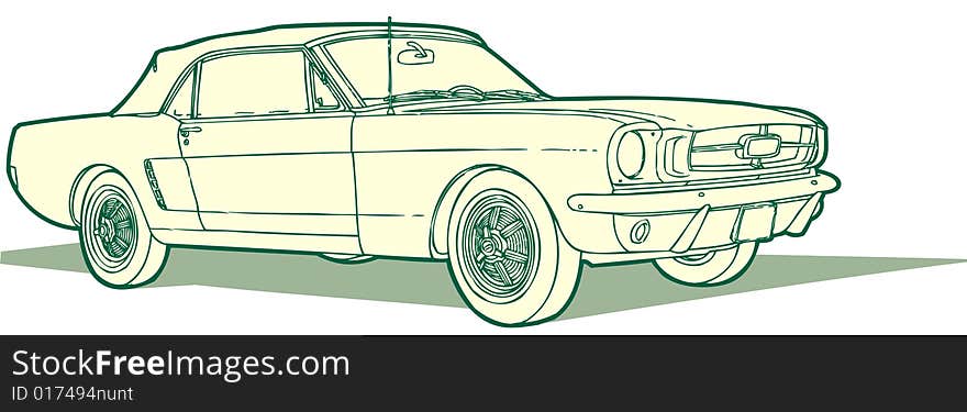 Vector drawings shows self-made car for race. Vector drawings shows self-made car for race