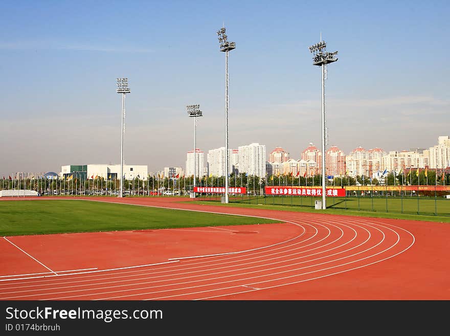 Curve of the running track in stadium