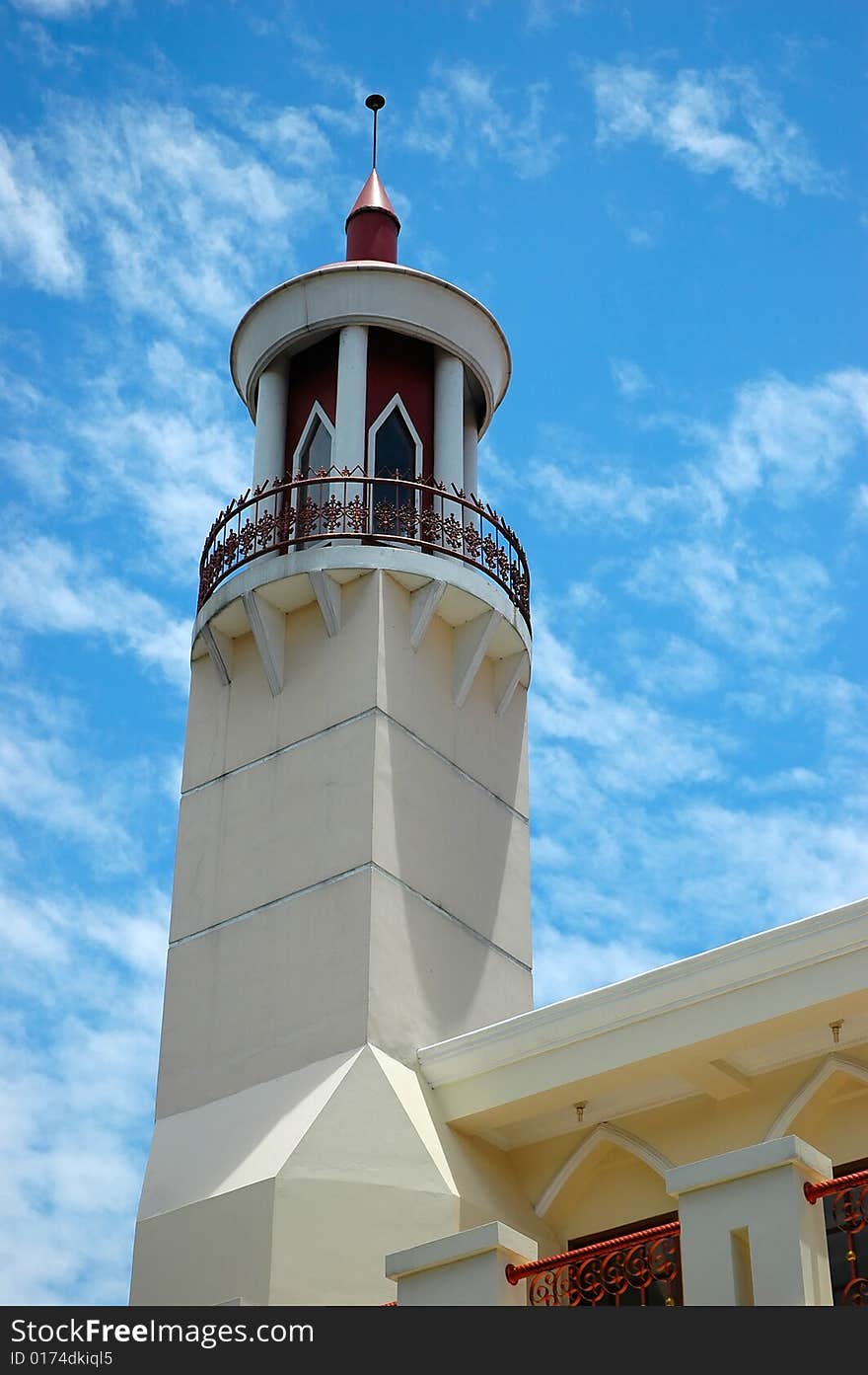 Mosque tower at morning in bandung, indonesia