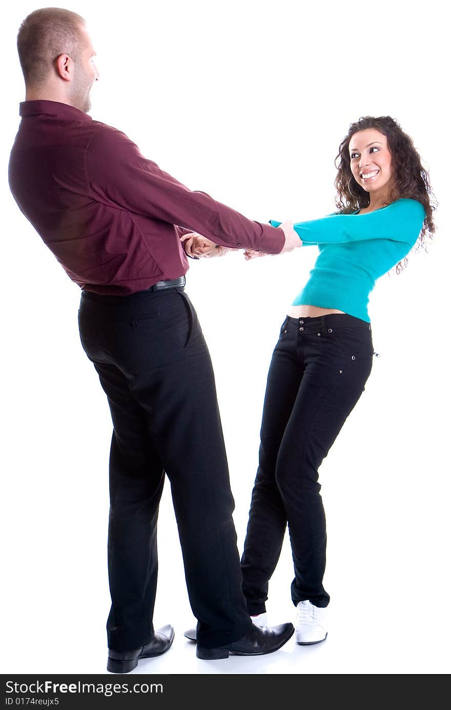 Young love couple smiling