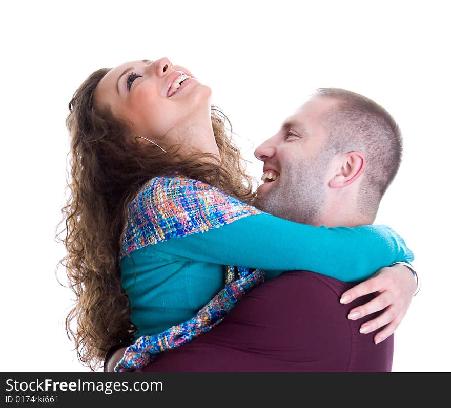 Young love couple smiling