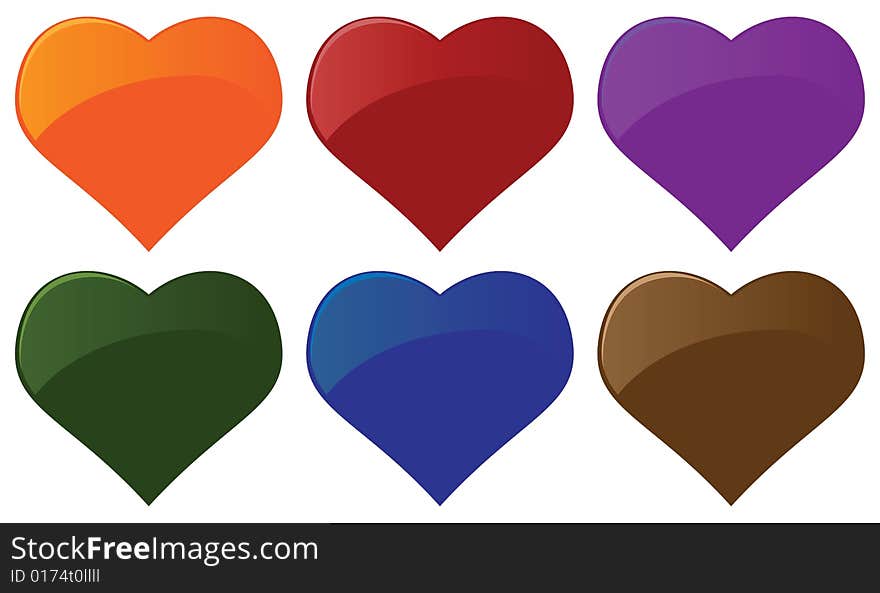 Vector illustration of colorful hearts