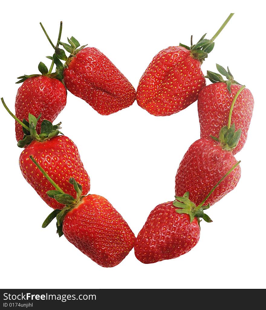 Heart from ripe strawberries