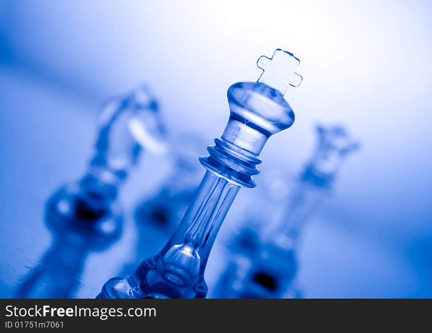 Transparent chess on a blue background. Transparent chess on a blue background