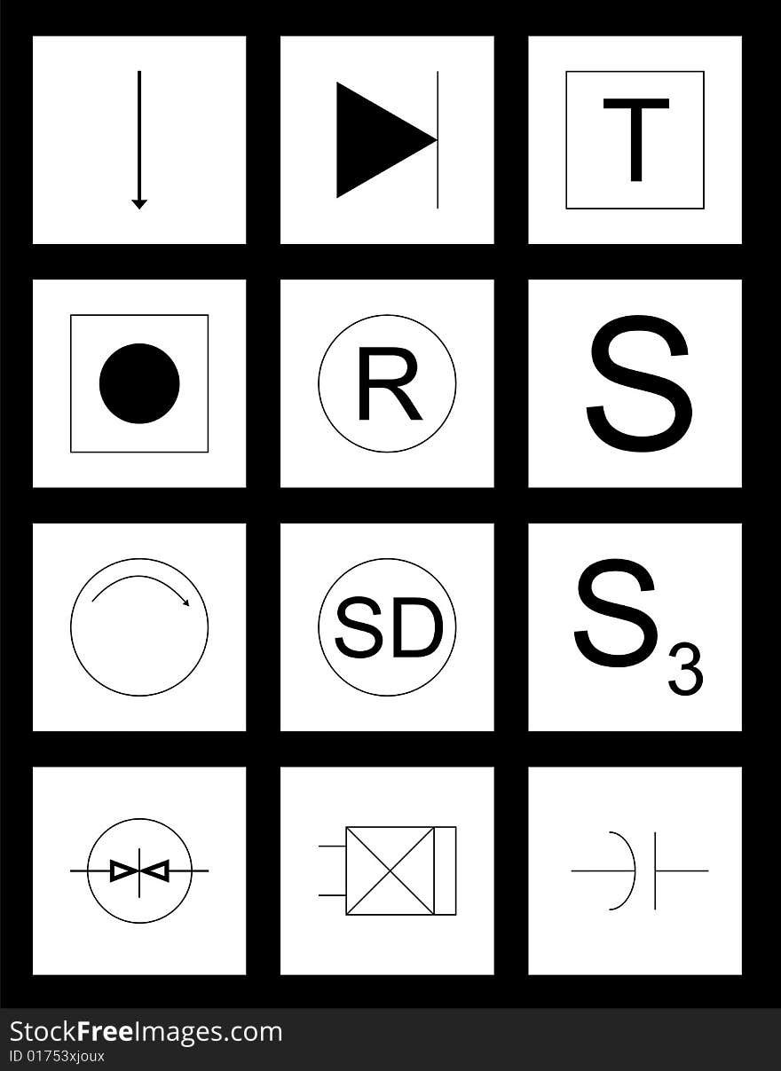 Few electrical symbols icon illustration. Few electrical symbols icon illustration