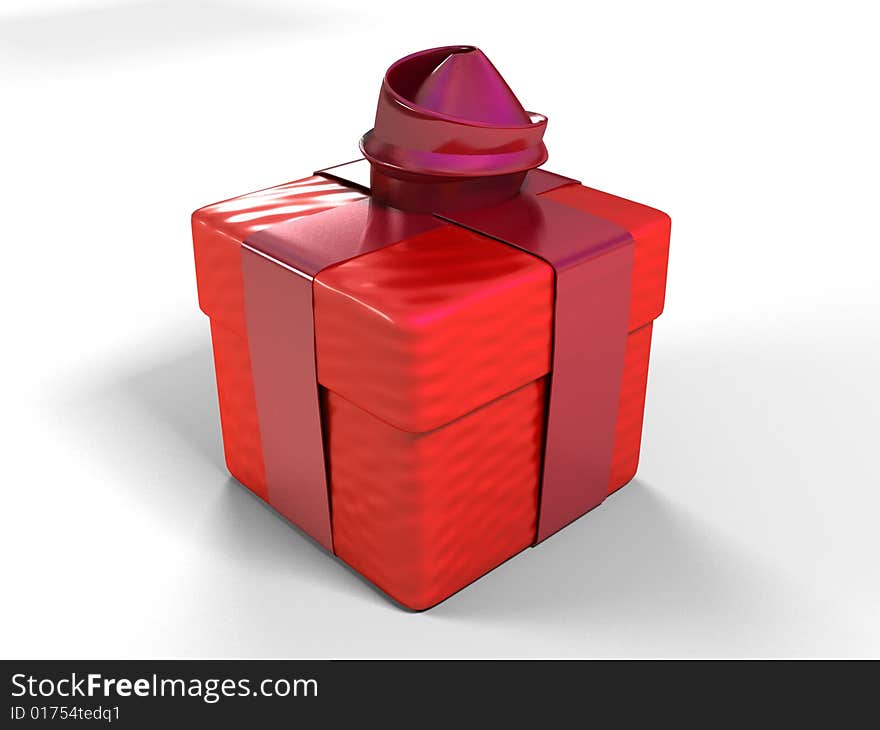 Red gift box on white background