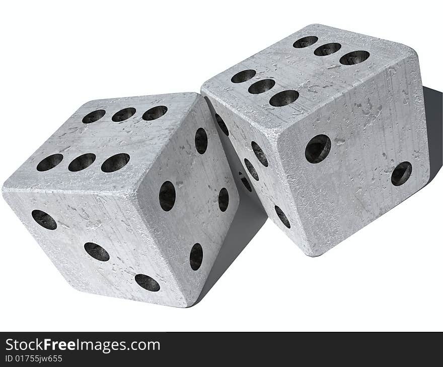 Rendered image of dice on white background