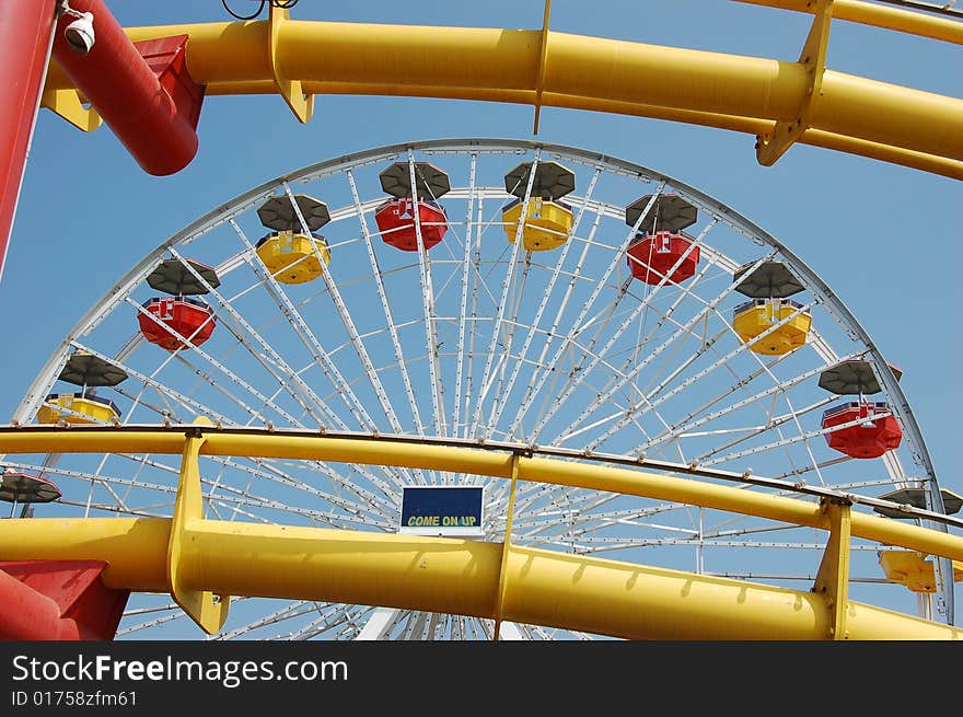 Ferris wheel and rollercoaster in Southern California