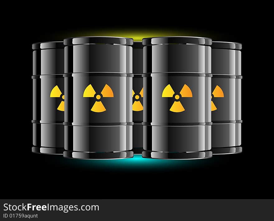 Vector icon barrels of radioactive contents, mark. Vector icon barrels of radioactive contents, mark