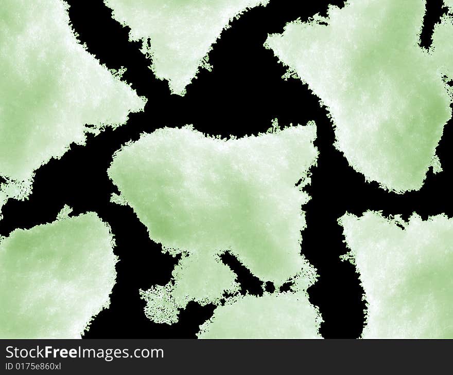 Green Snow Isolated on Pure Black Background