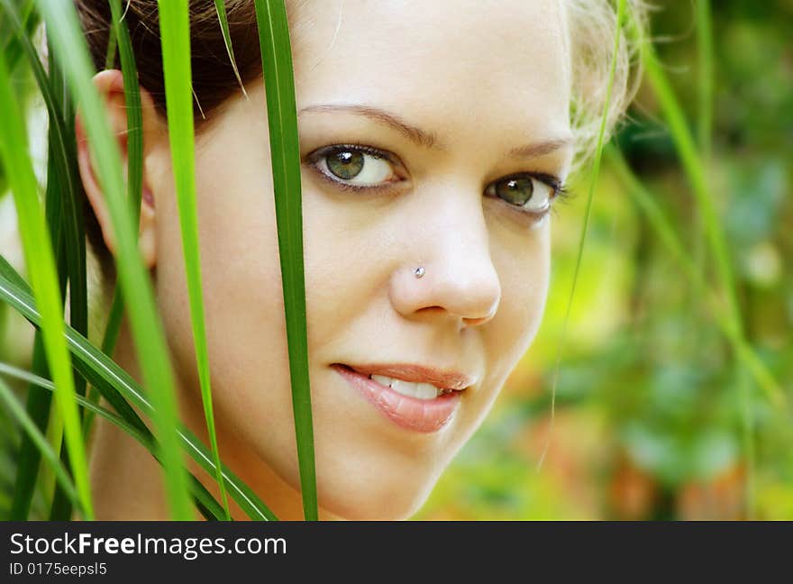 Young Woman  And Nature