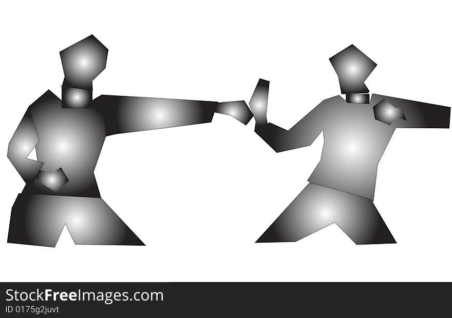 A vector illustration of karate fight. A vector illustration of karate fight