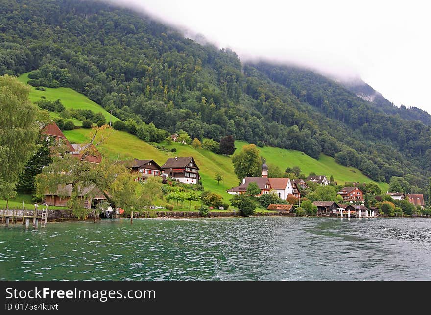 The small village on the hills around Lake Luzern