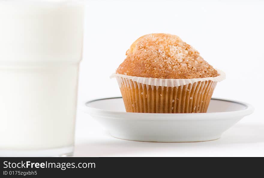 Breakfast milk and cupcake