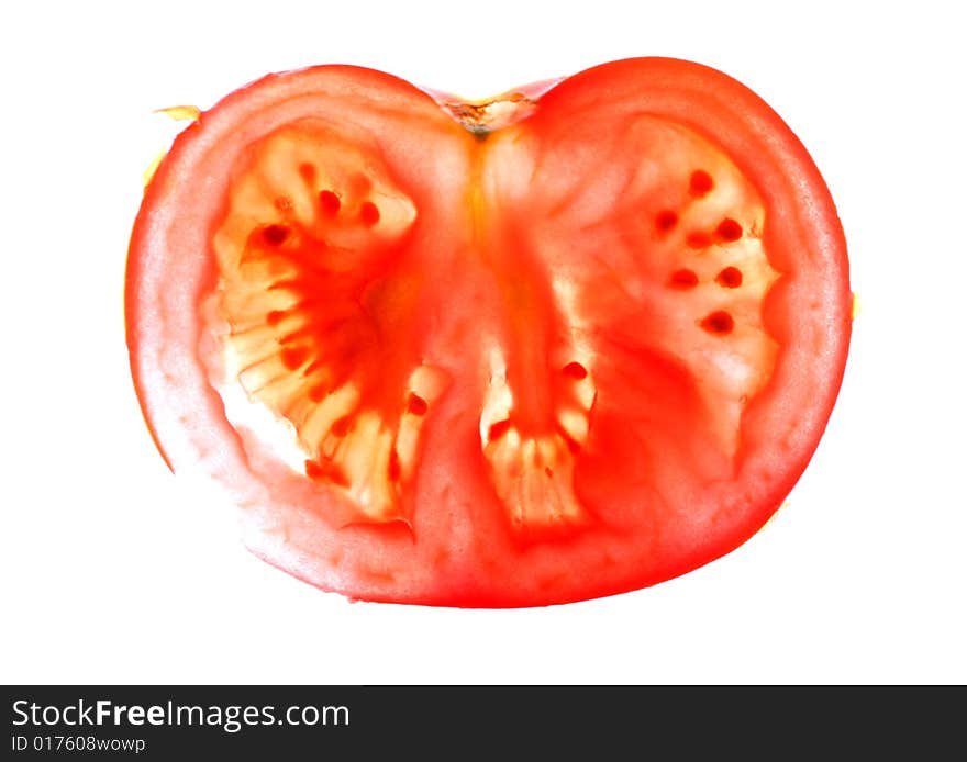 Juicy red tomato isolated over white background