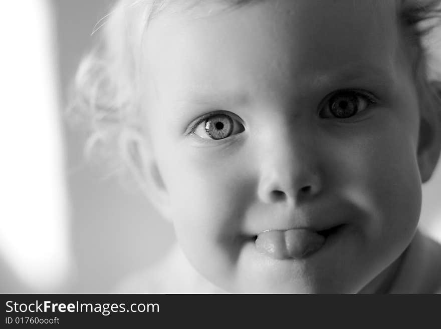 An image of cute baby in a studio. An image of cute baby in a studio