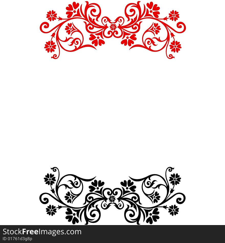 A white background with the same decorative pattern in red and black. A white background with the same decorative pattern in red and black