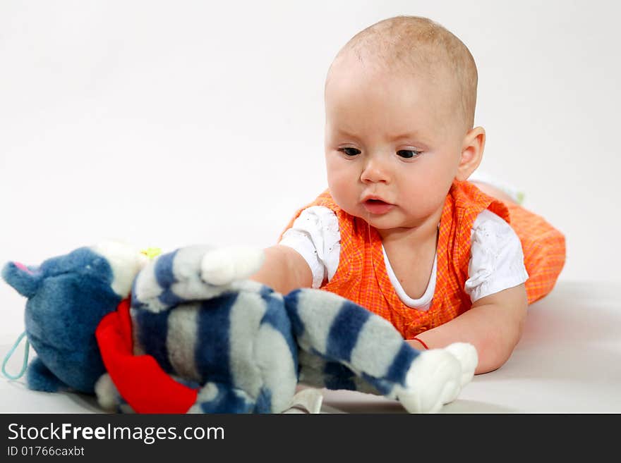 An image of cute baby in a studio. An image of cute baby in a studio