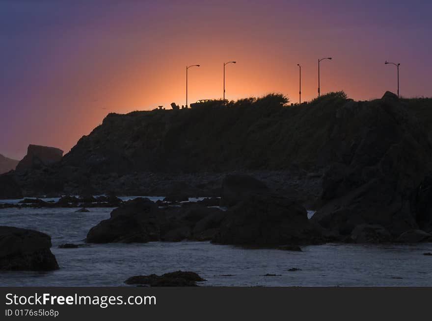 Sunset over coast