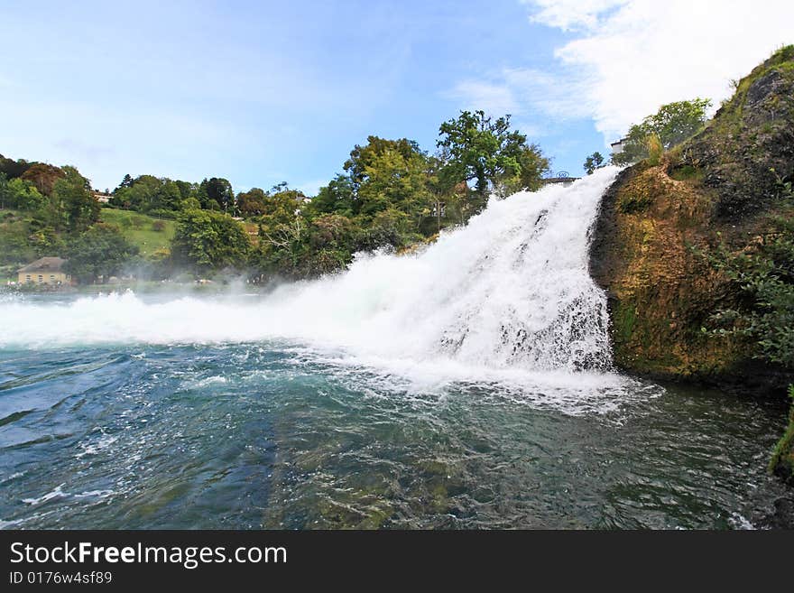 The Europe largest falls Rhine Falls in Switzerland. The Europe largest falls Rhine Falls in Switzerland