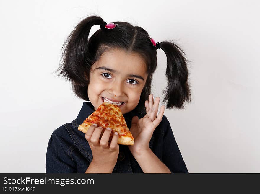 Girl Eating Pizza Slice