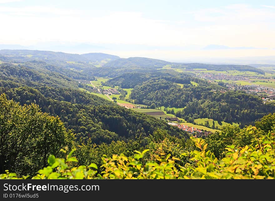 The aerial view of Zurich Countryside