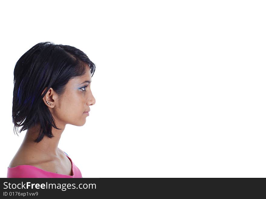 Picture of one girl modelling on a white background. Picture of one girl modelling on a white background