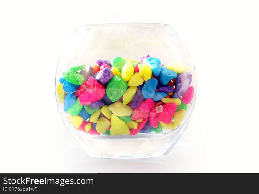 Color Pebbles In Jar