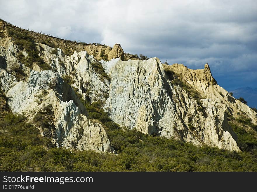 Clay cliffs. Filming location of Lord of the Rings trilogy. South Island. New Zealand. Clay cliffs. Filming location of Lord of the Rings trilogy. South Island. New Zealand