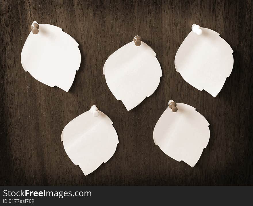 Blank note papers on wooden background