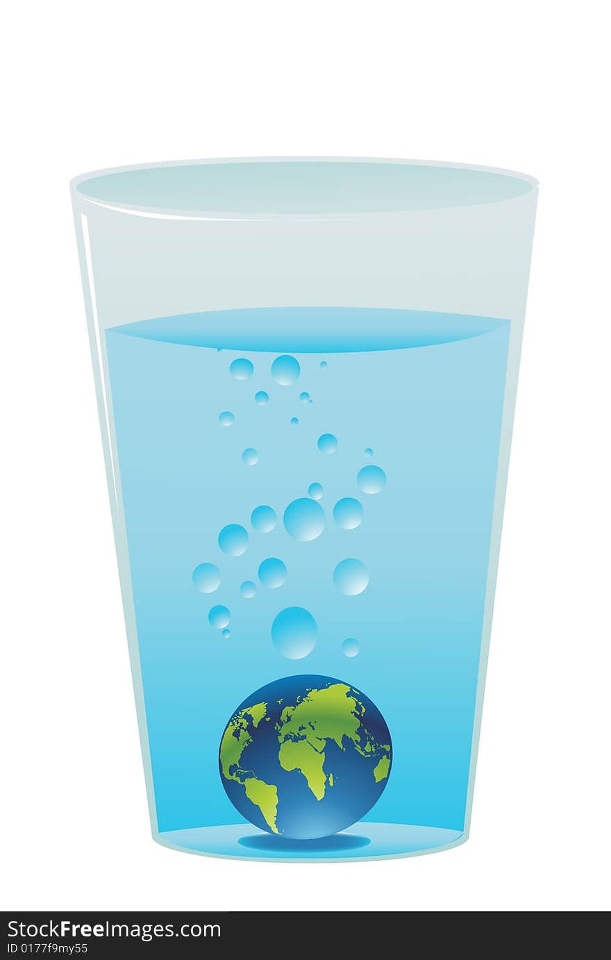 Planet earth in blue water vector illustration